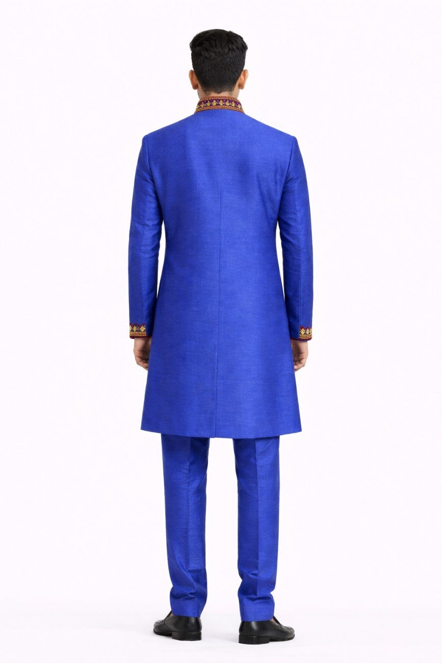 Red and Gold Floral Sherwani with Golden Embroidery