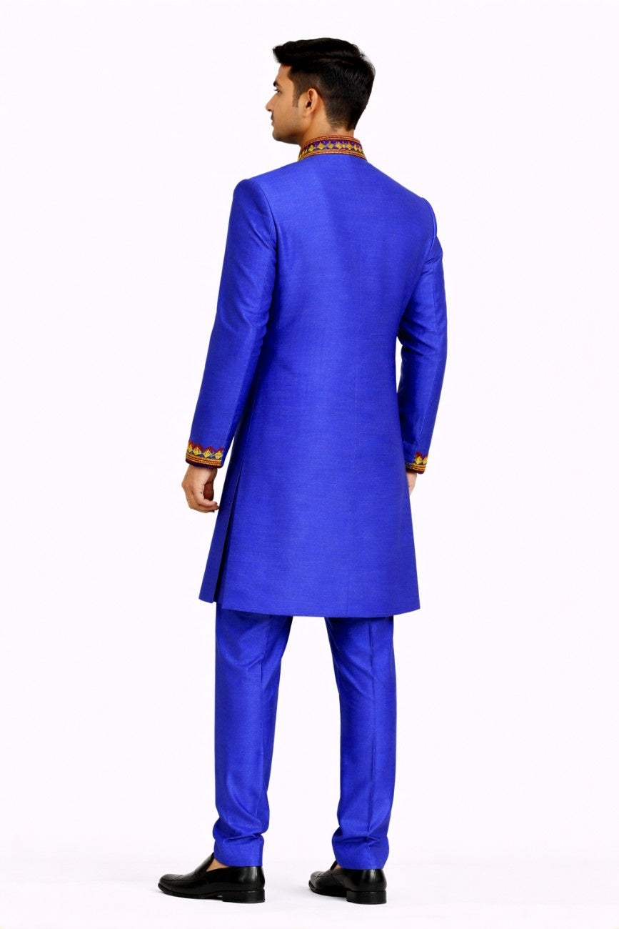Red and Gold Floral Sherwani with Golden Embroidery
