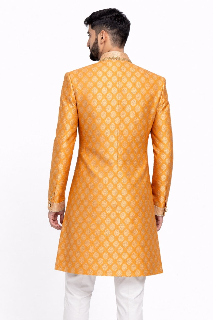 Royal Blue Embellished Sherwani with Golden Detailing