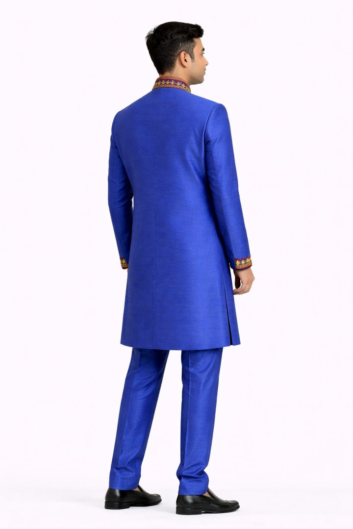 Red and Gold Floral Sherwani with Golden Embroidery